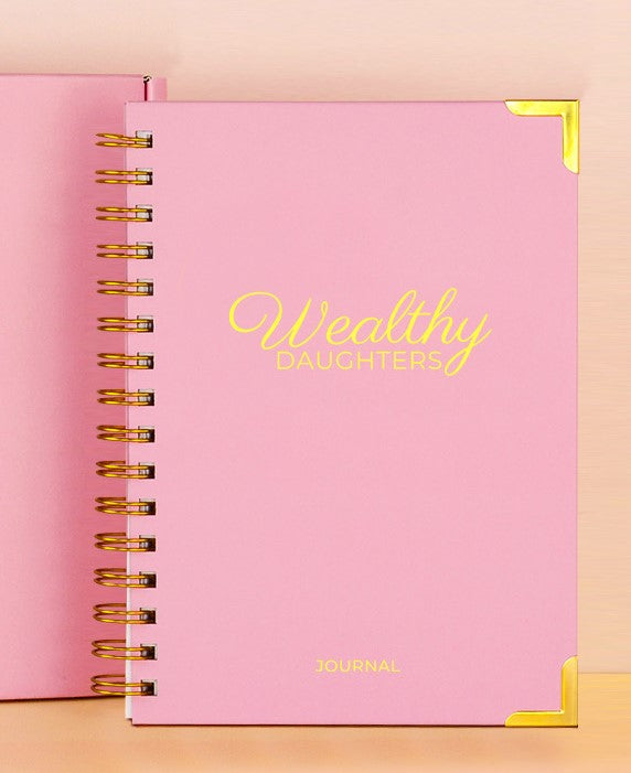 Beautiful journal to pen your inspirations and thoughts in your journey as a Wealthy Daughter. Available in pink or black with a gold trim.